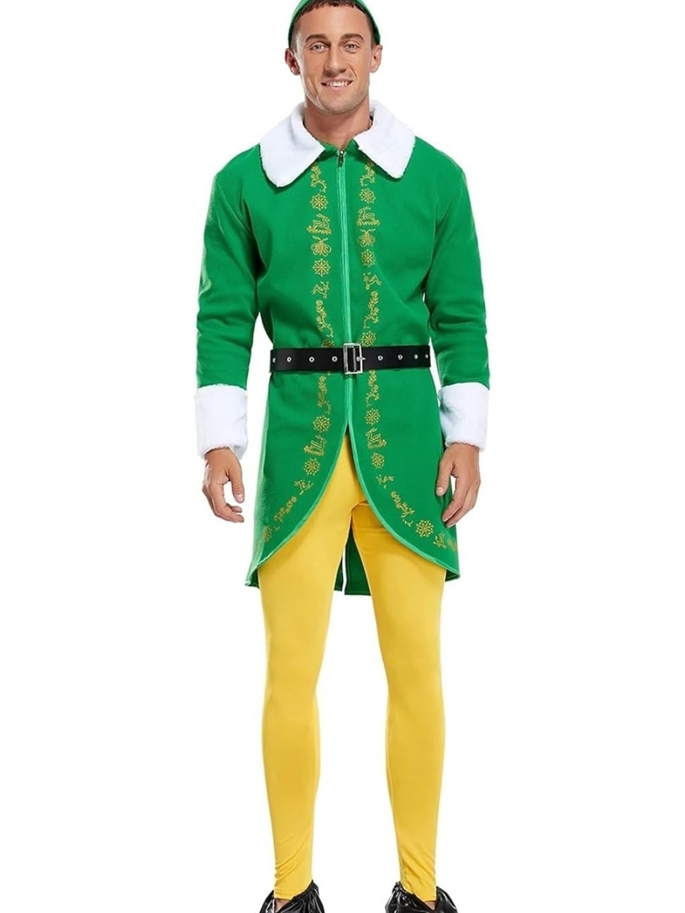 Elf Costume Suit for Men Holiday Cosplay 5 Pcs Top Check Measurements For Size